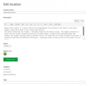Editing Location Page - WordPress Google Map Locations Plugin Screenshot