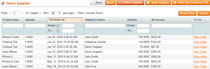 Admin order view for a specific vendor - Managing Orders - Managing a Multi-Vendor Marketplace with CM Extensions for Magento