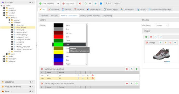 Pimcore screenshot - How to Choose a Catalog Management Solution for Magento