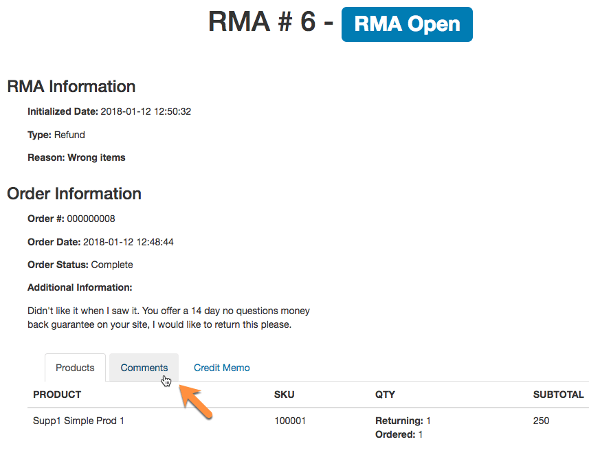 Vendor management - Step 2- RMA Requests Module