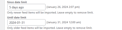 RSS Feed Import Timeframe