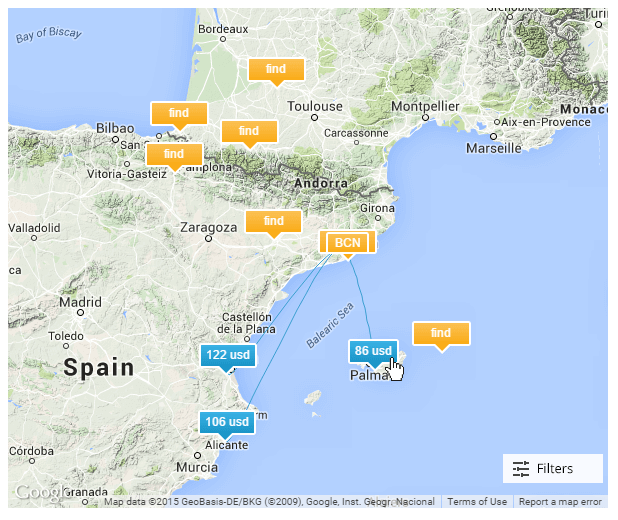 Flight pricing map - Creating an Awesome Travel Blog Using WordPress