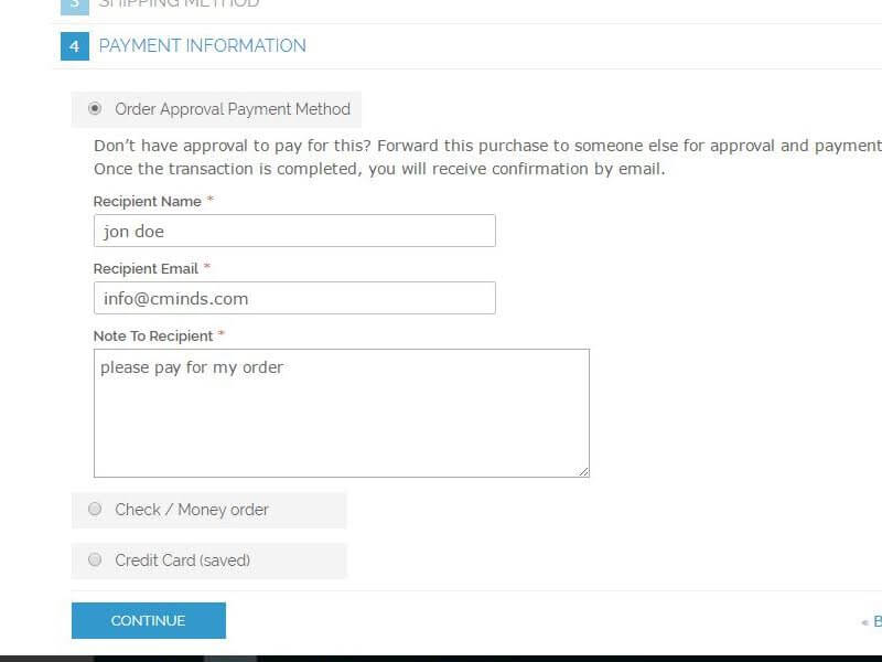 Order Approval Checkout Option to Add Payer Information - order moderation - magento order approval
