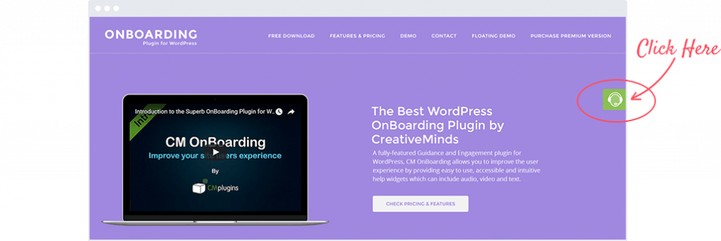 On Boarding Floating Widget before clicking - Step Up The UX With These Top OnBoarding Plugins for WordPress